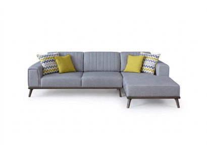 Graues L-Form Ecksofa Wohnzimmer Wohnlandschaft Polster Sofas Couchen