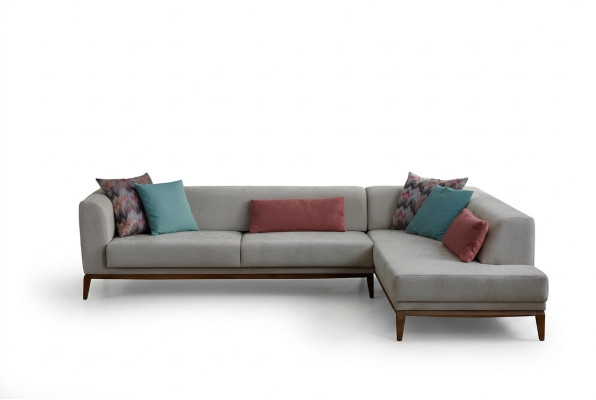 Graues Ecksofa L-Form Wohnlandschaft Wohnzimmer Couchen Luxus Sofas