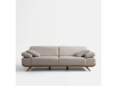 Hellbeiges Textilsofa Designer Polstersofas Wohnzimmer Couchen 3-Sitzer
