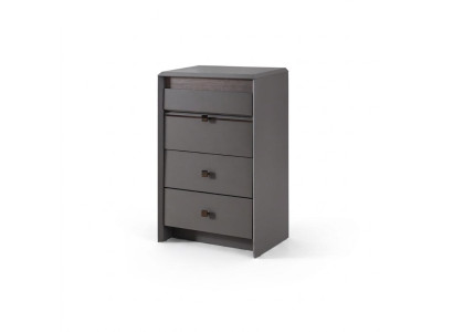 Exklusive Graue Kommode Luxuriöse 4x Schubladen Schlafzimmer Holz Möbel