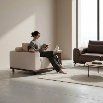 Beiges Modulsofa Designer Ecksofas L-Form Couchen Wohnzimmer Möbel Neu