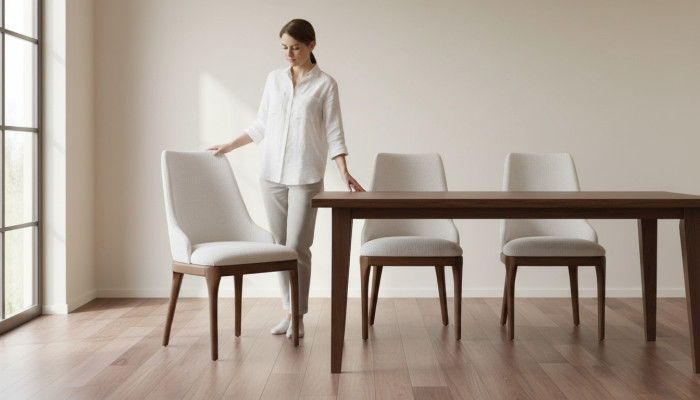 Exklusive Weiße Stühle mit Holz braun Füße Design Esszimmer Neuheit