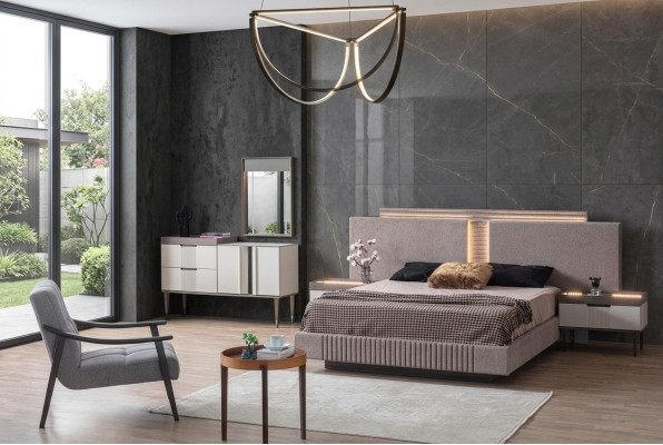 Design Schlafzimmer 5 tlg. Schlafzimmer Set Bett Nachttisch Schminktisch