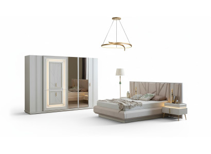 Schlafzimmer Set Luxus Bett 2x Nachttisch Kleiderschrank 4tlg Möbel