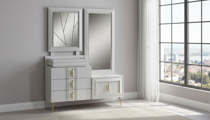 Schminktisch mit Spiegel Luxus Konsole Exclusive Schlafzimmer set 2tlg