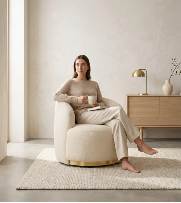Sessel Modern Weiße Wohnzimmer Textil Luxus Design Lounge Club Einsitzer