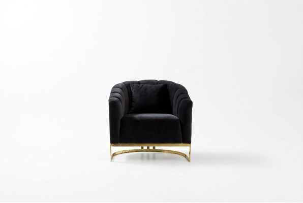 Exclusive Sessel Luxus Schwarzer Elemente Edelstahl Longe Club Möbel