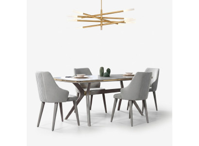 Modern Esstisch 6x Stühle Designer Luxus Esszimmer Möbel Holz Essgruppe