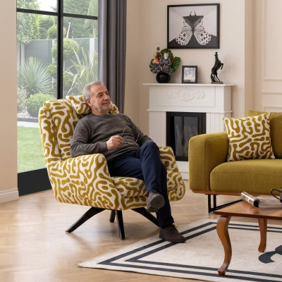Sessel Modern Grün Wohnzimmer Sitzmöbel Textil Luxus Design Möbel Lounge