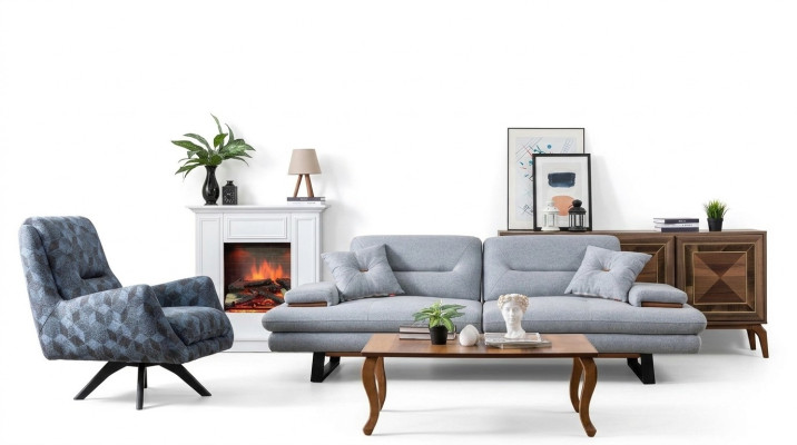 Modern Sofagarnitur 3+1 Sitzer Wohnzimmer Luxus Grau Couchgarnitur Sets