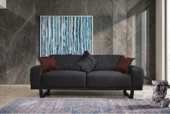Design Sofa 3 - Sitzer Wohnzimmer Luxus Schwarzer Möbel Couchen Sofas