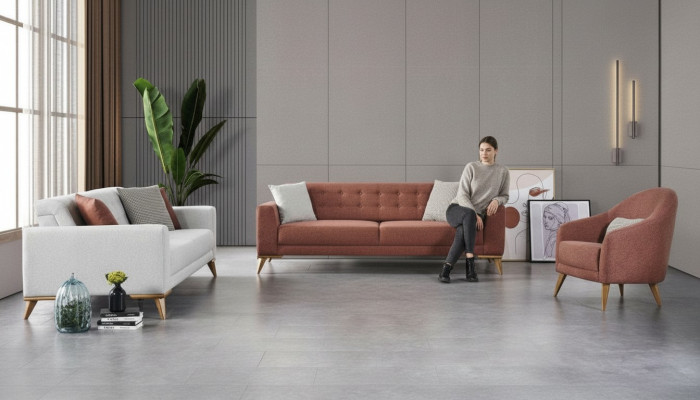 Wohnzimmer set Stilvoll Sofagarnitur 3+3+1 Sitzer Luxus Couchen Sofa Möbel