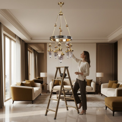 Deckenlampe Kronleuchter Pendelleuchte Wohnzimmer Luxus Glanz Leuchte