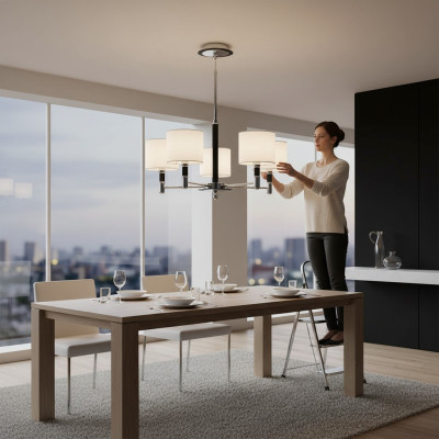 Deckenleuchte Chrom Wohnzimmer Lampe schick Luxus Gästezimmer Leuchten