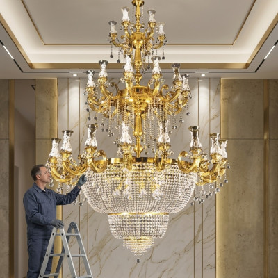 Kronleuchter Pendelleuchte Foyer Wohnzimmer Luxus Glanz Lampe 360 cm