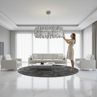 Kronleuchter Crystal für das Wohnzimmer in einem luxuriösen Chrome color