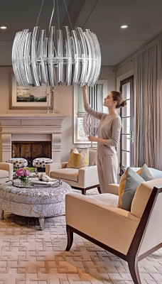 Kronleuchter Pendelleuchte Wohnzimmer glänzendes Crystal neu Luxus