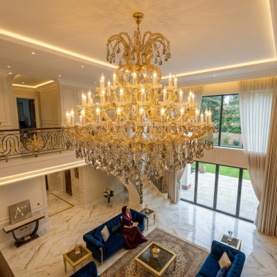 luxuriöser Kristallkronleuchter Qualität neu für das Wohnzimmer