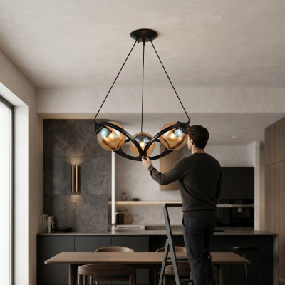 Deckenleuchte Moderner black Designer Luxus Wohnzimmer Lampe Leuchten