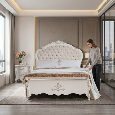 Design Bett 120x200cm Chesterfield Holzbett Betten Hotelzimmer Ehe