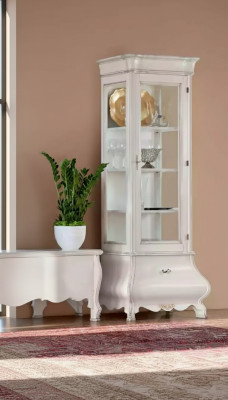 Luxus Holzschrank Design Vitrine weiß Italienisch Möbel Schrank Vitrinen