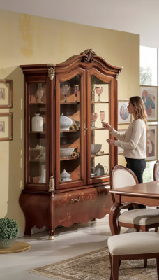 Luxus Holz Vitrine Anrichte Design Schränke Braun Italienische Möbel Neu