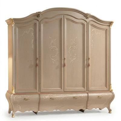 Großer Klassischer Viertüriger Kleiderschrank Luxus Massivholz Möbel