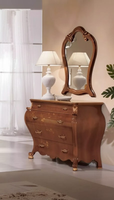 Schlafzimmer Spiegel Kommode Holz Klassisches Design Luxus Braun Neu