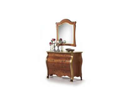 Schlafzimmer Möbel Kommode mit Spiegel Luxus klassische Möbel Set 2tlg