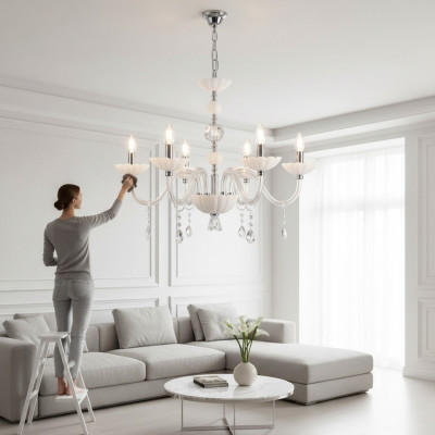 Kristallkronleuchter Deckenleuchte Zeus Weiße Deckenleuchte Lampe