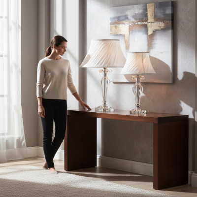 Klassische Weiße Tischlampe Kronleuchter Stil Kristall Stehlampe Neu