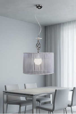 Stilvoller weißer Kronleuchter Deckenlampe Schirm Hängeleuchte neu