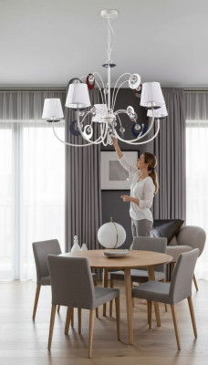 Luxuriöser 4x Lampen Kronleuchter Deckenleuchte Art déco Weiß Neu