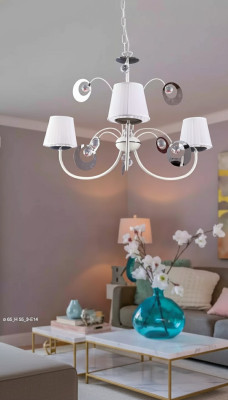 Luxuriöser 3x Lampen Kronleuchter Deckenleuchte Art déco Weiß Neu