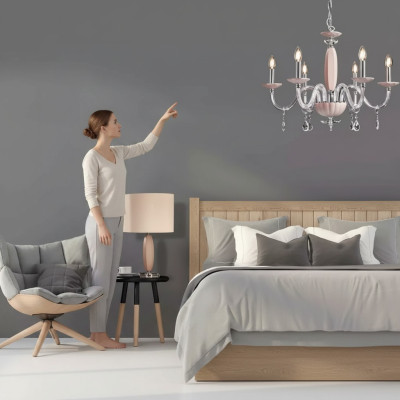 Stilvolle moderne beige abgehängte Deckenleuchte mit 6x Glühbirnen neu