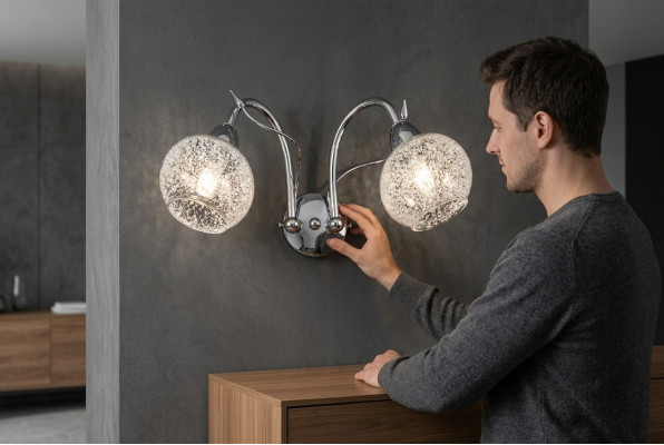 Luxuriöser Wandleuchte Grau 2x Lampen Rundform Deko