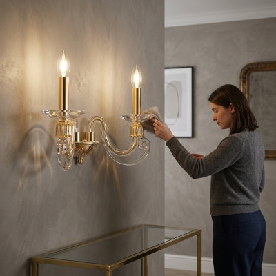 Klassische Wandleuchte Lampe Kronleuchter Wandlampen Leuchte Kristall