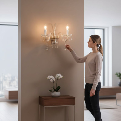Klassische Wandleuchte Luxus Kronleuchter Kristall Lampe Lüster Stil