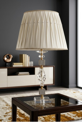 Luxuriöse Leuchte Tischlampe stilvolle Beige Tischlampe Tisch Kristall neu