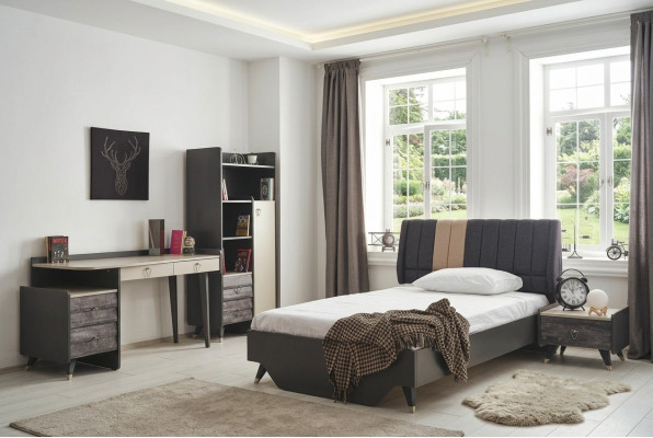 Schlafzimmerset Luxuriöses stilvolle Schlafzimmer Set Bett Bücherregal