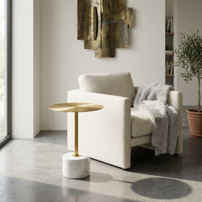 luxuriöse Couchtisch Tische Rund modern Metall Gold stilvolle Beistelltisch