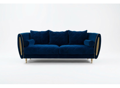 Design Blau 2 Sitzer Relax Sofas Sofa Textil Polster Couch Stoff Couchen