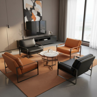Sessel Polster Sitzer Modern Design Leder Sessel Lounge Luxus Wohnzimmer
