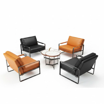 stilvoll 4x Sessel Polster Sitzer Modern Design Leder Sessel Lounge Luxus