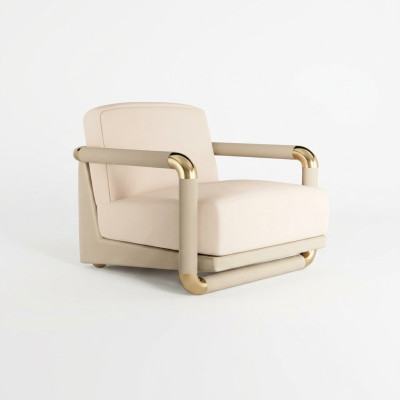 Stilvolle Sessel Beige Sessel Fernseh Couch 1 Sitzer Sofa Textil Stoff
