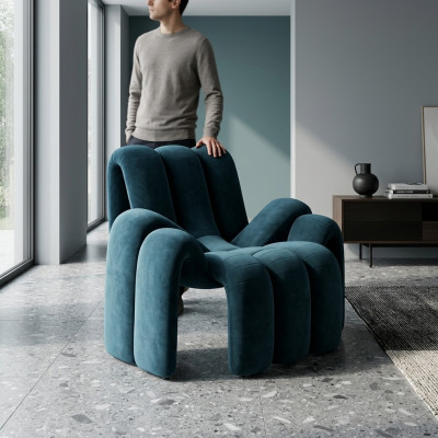 Stilvolle Sessel Grün Couch 1 Sitzer modern luxuriöse Sessel Textil neu