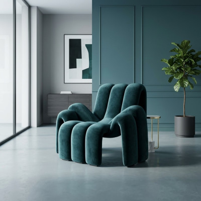 Stilvolle Sessel Grün Couch 1 Sitzer modern luxuriöse Sessel Textil neu