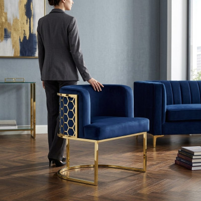 Modern Stuhl Ess Zimmer Club Stühle Polsterstuhl Blau Sessel Neu Lounge