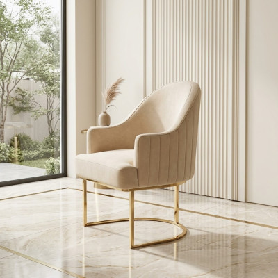 Esszimmerstühle Wohnzimmer luxuriöse Beige Stuhl mit Metall Modern neu