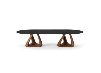 Designer Schwarzer Esszimmer Tisch Luxus Esszimmer Möbel Holzplatte Oval